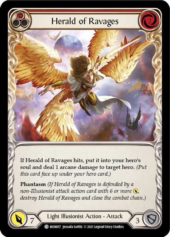 Herald of Ravages (Red) (Rainbow Foil) [MON017-RF] 1st Edition Rainbow Foil